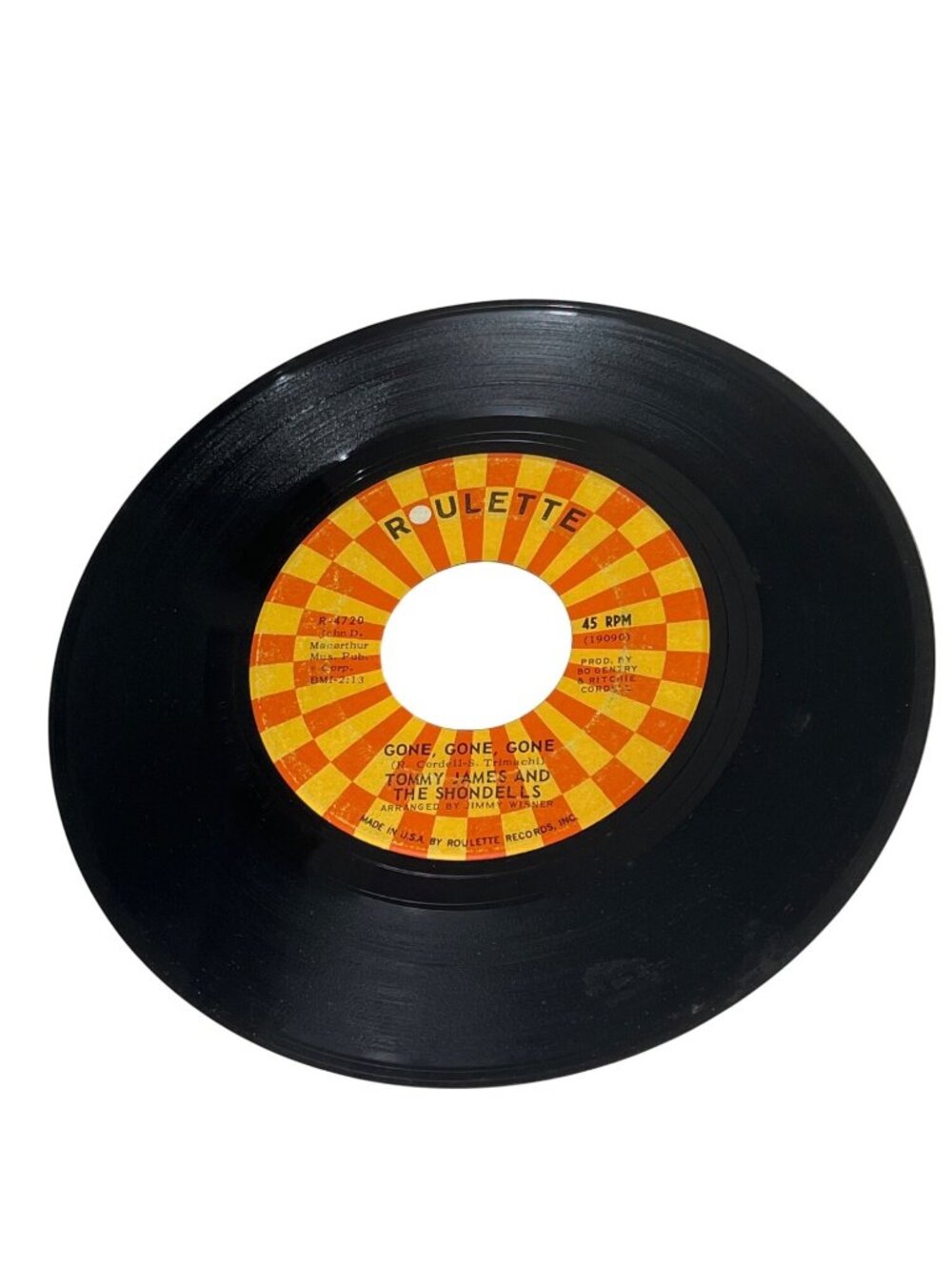 Tommy James & The Shondells 45 RPM "I Think Were Alone Now" Roulette Records R17 - Picture 3 of 4